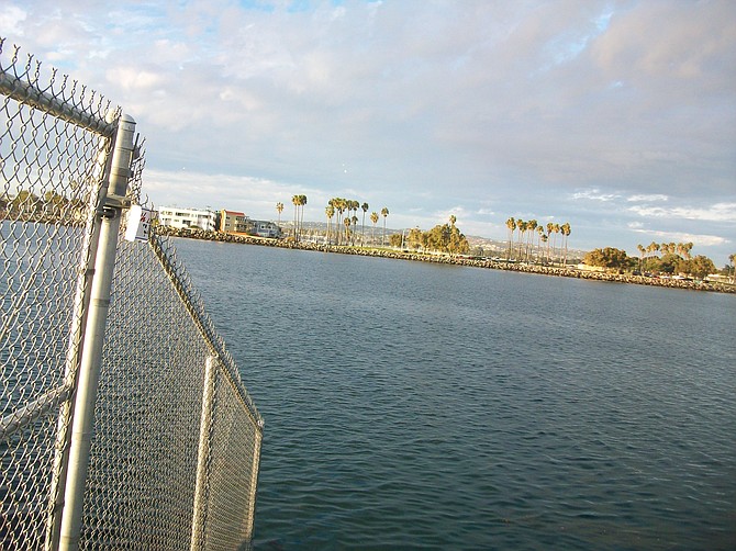 Fence at the end of the Mission Bay jetty.