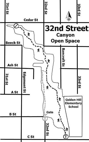 32nd Street Canyon trail map