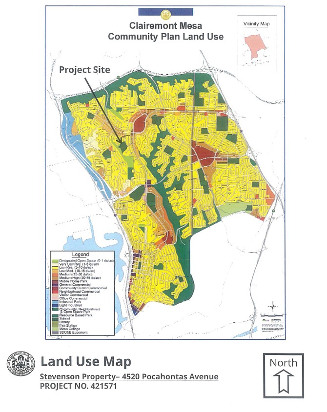 Land Use Plan. Light green are open spaces. Dark green are schools and parks. Yellow are low density residential. 