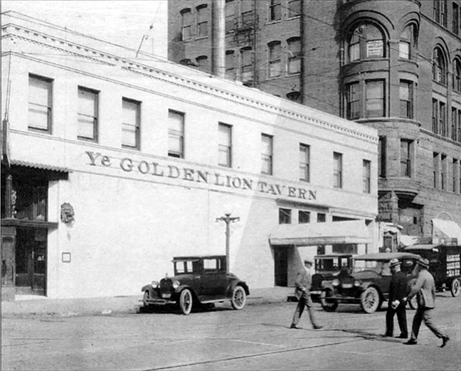Golden Lion, 4th and F Street, 1924. Bootlegged liquor was delivered to the Golden Lion in crates of lettuce.