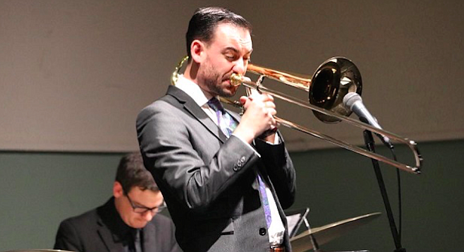 Trombonist Matt Hall's homecoming includes a happy hour Friday night at the Handlery Hotel in Mission Valley.