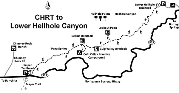 Map to Lower Hellhole Canyon