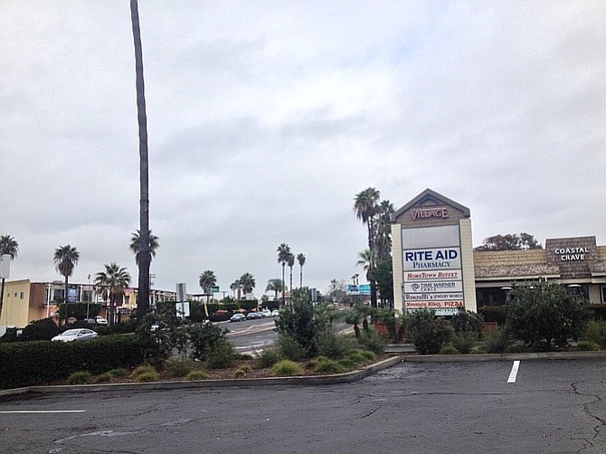 Entrance to shopping center off Clairemont Drive