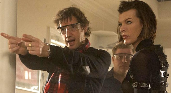 Paul W.S. Anderson, cinematographer Glen MacPherson, and Milla Jovovich pay their final respects to Raccoon City in Resident Evil: The Final Chapter.