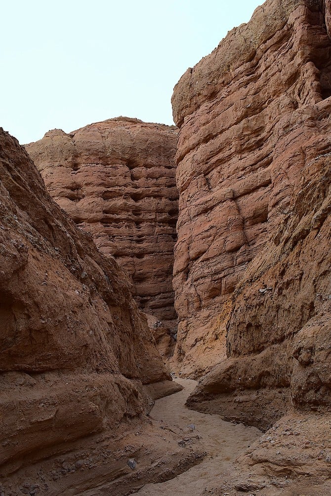 Walking through the slot canyons of Mecca Hills, just south of Joshua Tree National Park, 1/17