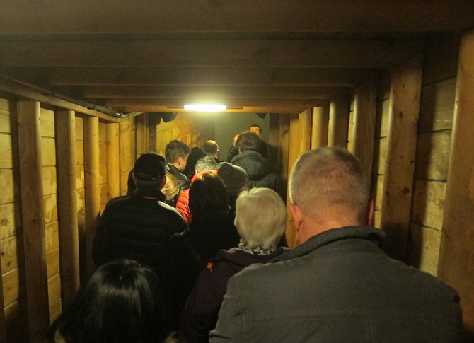 entering the mine shafts
