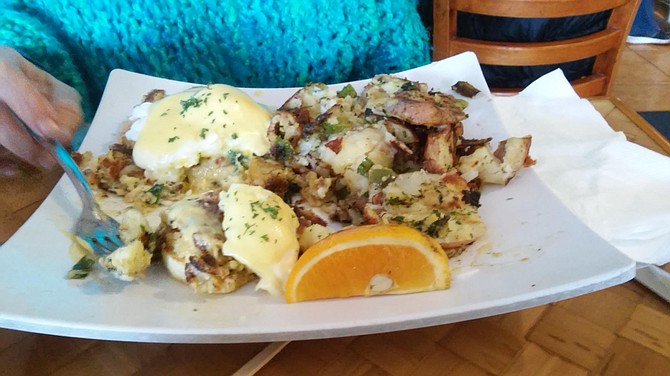 The banana pancakes are a hit with the crowd, but we went with the eggs Benedict at Honey's Bistro & Bakery.