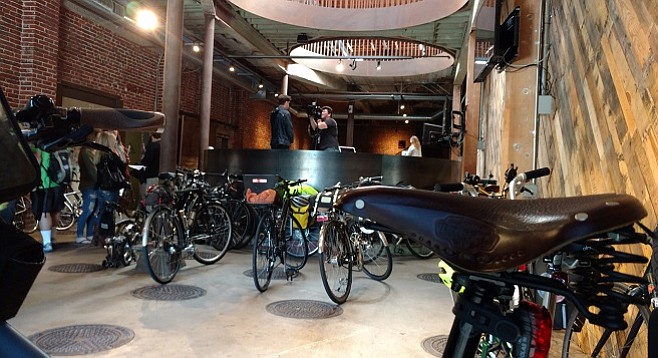 Bicycles parked inside Mission Brewery for a training session on cycling advocacy on February 4