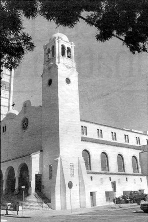 St. Joseph’s Cathedral. Frank Borgia, in June 1952, was invited to a wedding and drove to St. Joseph’s Cathedral. In one of the photographs, Borgia can be seen, smiling, the last photograph of Frank Borgia.  Jack Dragna had ordered him hit.