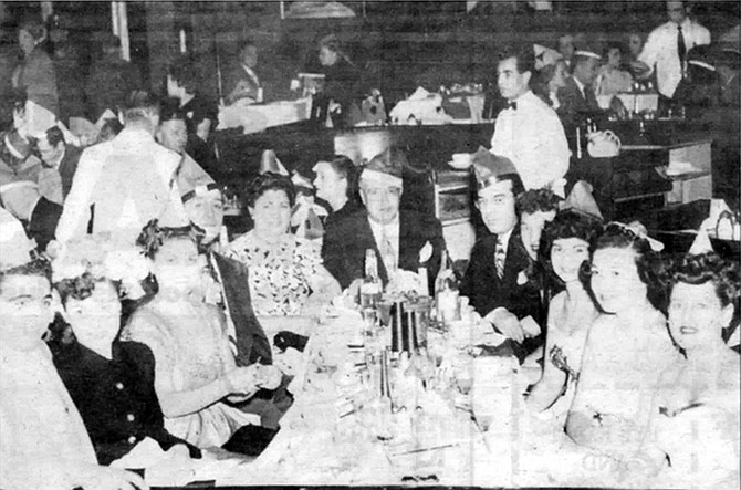 Jack Dragna (head of table) and Frank Desimone (to Dragna’s left). In 1956 Frank Desimone, according to a police informant, raped the wife of Girolamo (Momo) Adamo in the presence of the shocked husband. 