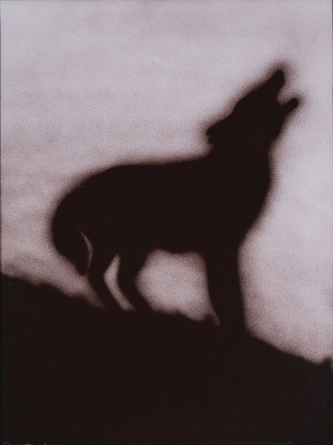 Ed Ruscha (b. 1937) Coyote , 1986 One color lithograph on rolled Arches paper Image/ 44 x 33.5 in. Frame/ 48 x 36.75 in. Edition 23/30 signed and dated "Ed Ruscha 86" Courtesy of Richard Levy Gallery