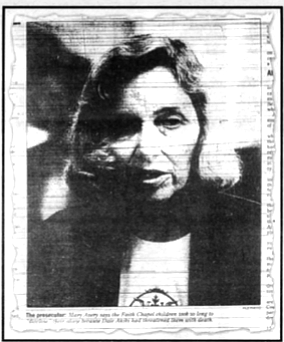 A panic gripped many of the congregation, fueled apparently by Mary Avery and Mary Goodall. Photo of Avery from the San Diego Union.