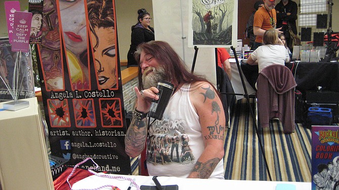 writer Spike Steffenhagen promoting Rock ‘N’ Roll Comics Coloring Book Party San Diego Comic Fest