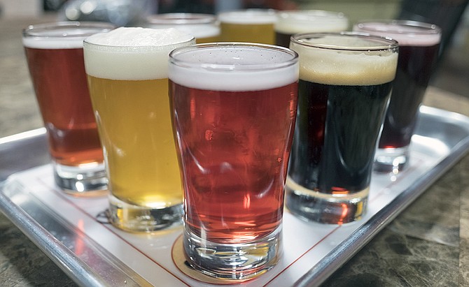 A colorful taster flight at Indian Joe Brewing in Vista heralds a variety of beers on tap for San Diego.