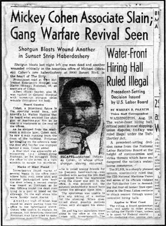 From the Los Angeles Times, August 19, 1948. "Bompensiero swung the sawed-off shotgun in front of Hooky’s face and ordered, ‘Get back in there.’"