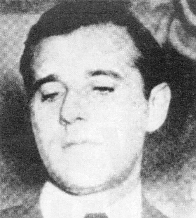 Bugsy Siegel. One bullet smashed the teeth of which Siegel was so proud. Another blew his right eyeball out of its socket; the impact sent the eyeball clear across the room.