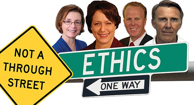 These people know more about the city’s ethics enforcement policies than you ever could: April Boling, Stacey Fulhorst, Kevin Faulconer, Clyde Fuller.