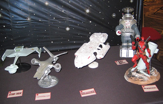 displays from Star Trek, The Terminator, Battlestar Galactica, Lost in Space and Deadpool (Marvel Comcs)