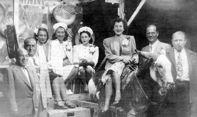 Tijuana, circa 1946 (from left), Three-Fingered Frank, Frank LePorte, Diva, Mickey La Porte, Thelma Bompensiero, Mary Ann Bompensiero, Al (Frank La Porte’s bodyguard), Frank Bompensiero