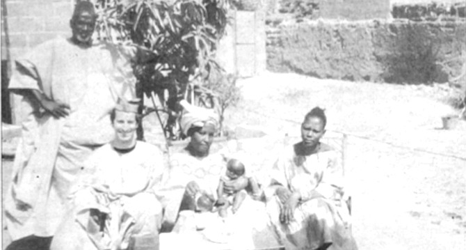 Haba (standing), the author, Tanti, baby Terry at two months, and Hatouma. I have fantasized about moving my practice to Mali.
