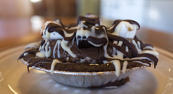 “Chocolate shortbread…filled with Belgian chocolate pudding, house-made marshmallow, brownie chunks...”