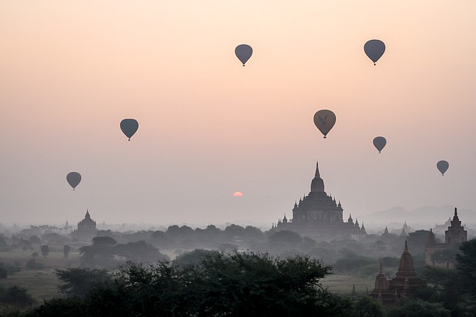 Hot air balloons over Bagan