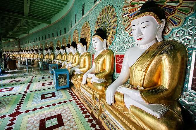 Many Buddhas on Sagaing Hill in Mandalay