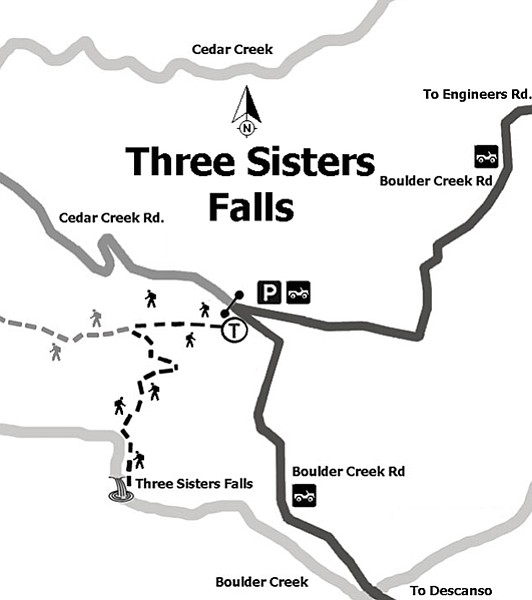 Map to Three Sisters Falls