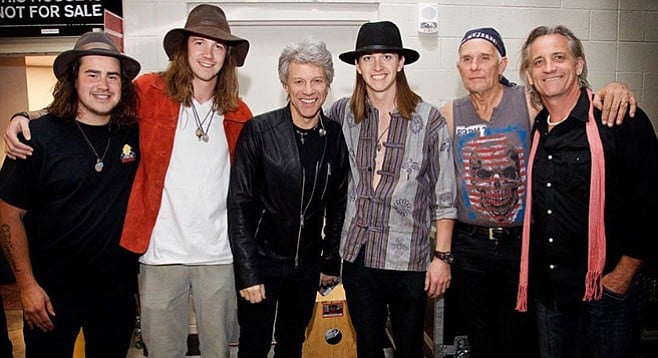 Jon Bon Jovi (center) personally chose one-time San Diego band Daring Greatly to open his 12,000-seat Las Vegas show.