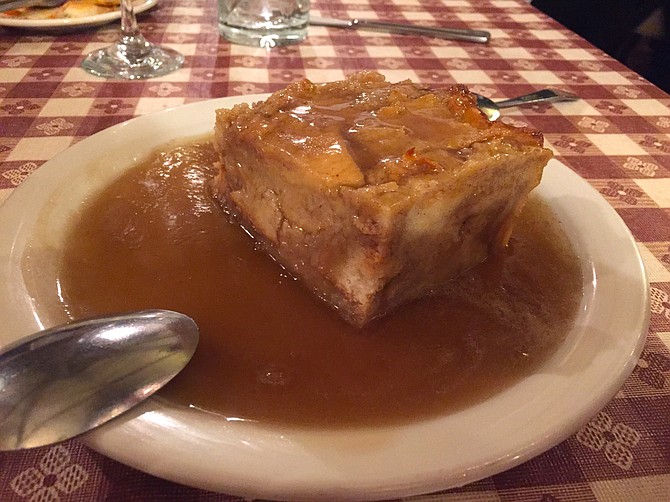 Bread Pudding with Whiskey Sauce, a perfectly salty, sugary, warm note on which to end the evening. 