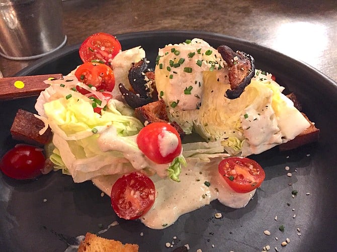 The Wedge Salad was served with a creamy, hemp-based dressing