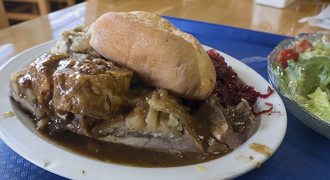 Pounded sirloin might make for good rostbraten, but this pork will do.