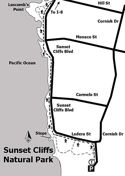 Sunset Cliffs Linear Park trail map