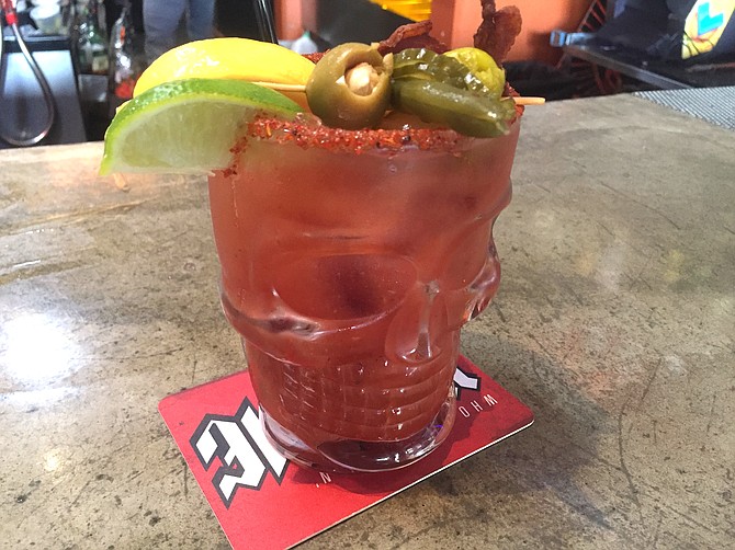 Bloody Mary, in a skull-shaped mug for a reason