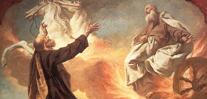 Elijah taken up in a chariot of fire - Giuseppe Angeli: 1712-1798. Currently in U.S. National Gallery of Art.