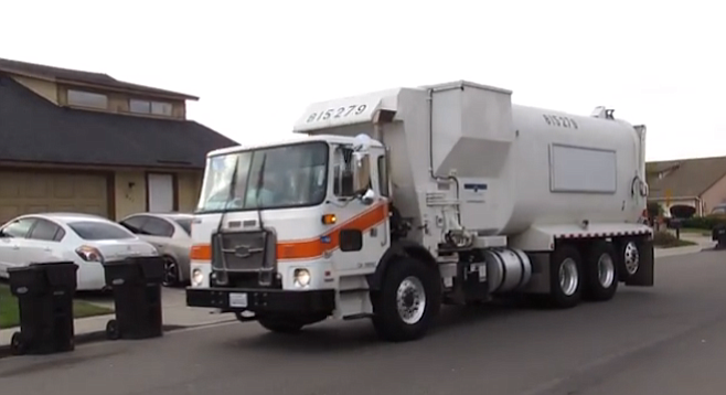 San Diego Garbage truck. Grand jury said there aren't enough mechanics to keep up with repairs.