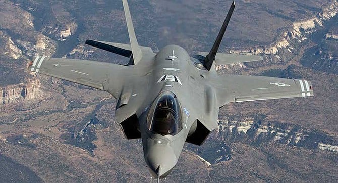 F-35 Lightning. "They are tearing down old hangars and building new ones to house the jet."
