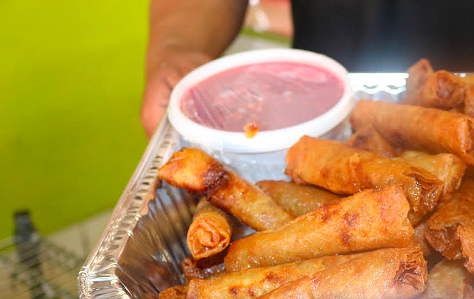 Lumpia - made with minced meat and spices, with onions, carrots and celery, then rolled into a lumpia wrapper 
