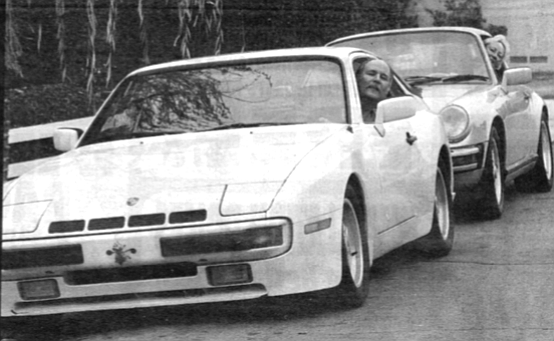 Vince and Cecelia Knauf in their cars. Cecelia: “I got into a Porsche at Alan Johnson’s,  down in the Sports Arena area, and two and a half blocks I drove it, and that was it."