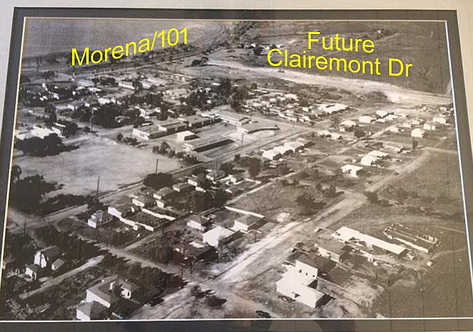Bay Park before I-5. One Clairemont resident: “Morena was not a part of old 101. I-5 was built over where 101 was. As an early teen we used to run across the 101 or crawl under it to go fishing at Mission Bay where the Hilton is now.”