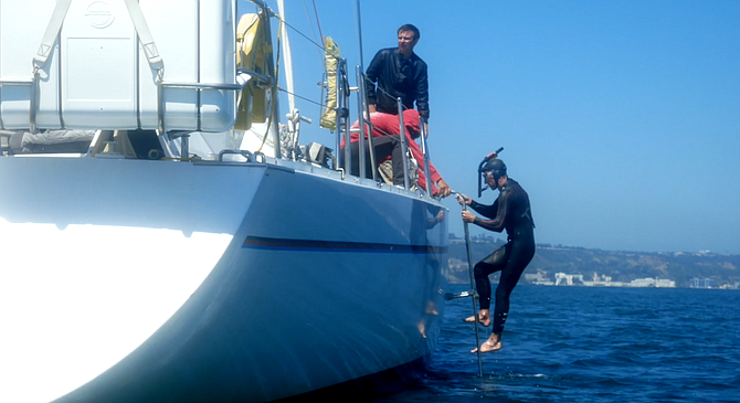 Lecomte took his snorkel radio for a dip in San Diego harbor. - Image by Léa Hagemeier.