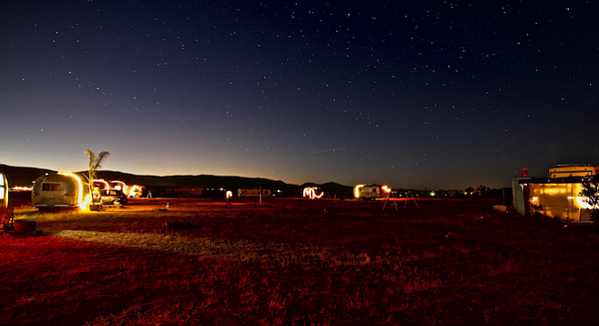 Nighttime at the glamping site in Valle Guadalupe, about two hours south of San Diego.