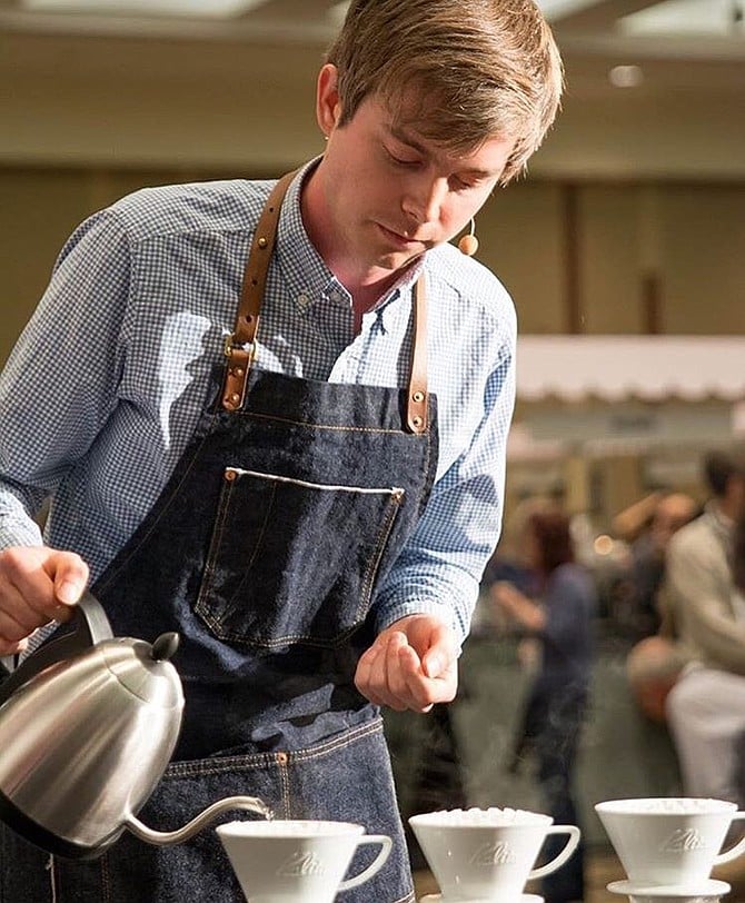Jacob White competes in the national Brewers Cup competition.