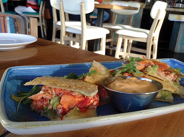 Tons of meat in the lobster quesadilla at Kona Kai's restaurant, Vessel
