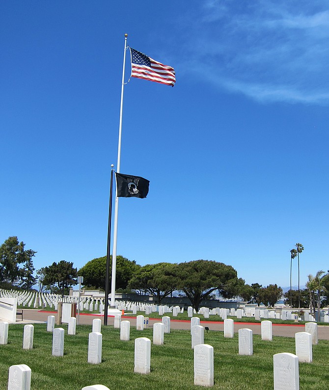 MIA flag at Ft. Rosecrans. "I was totally emotional, I was bawling my eyeballs out.”