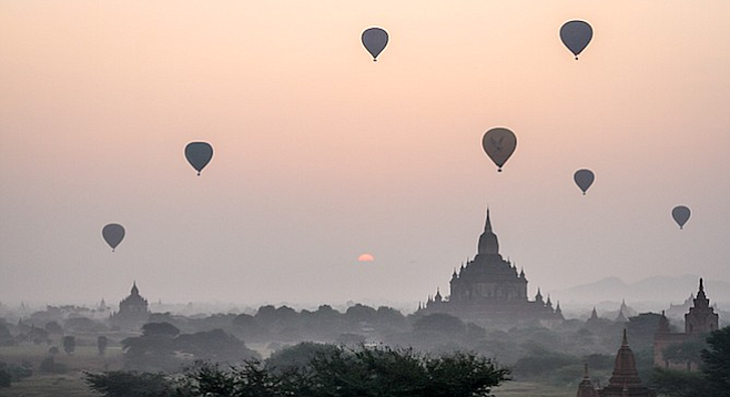Hot air balloons over Bagan.