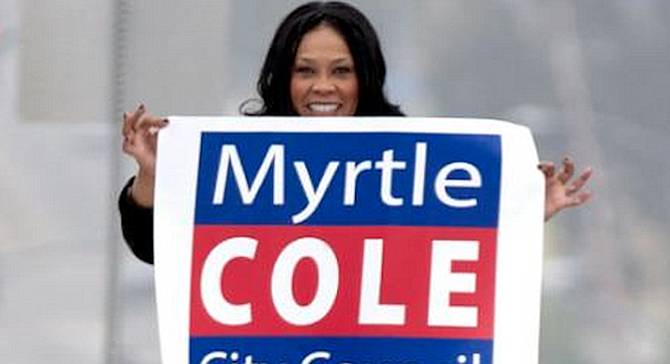 Myrtle Cole's legal defense fund against the 2015 Crenshaw libel suit attracted big money from Mission Valley  leading up to her vote to expedite a new Mission Valley Chargers stadium.