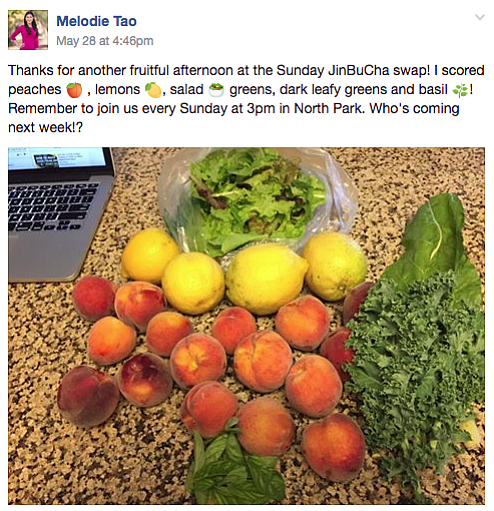 Melodie's posting on Backyard Food Exchange page