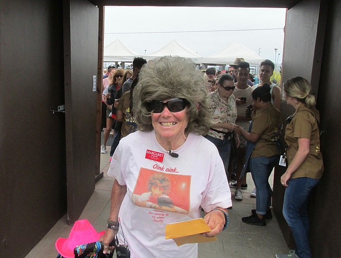 Margaret Austin of Oceanside got up at 4:00 a.m. TV cameras and reporters surrounded her.