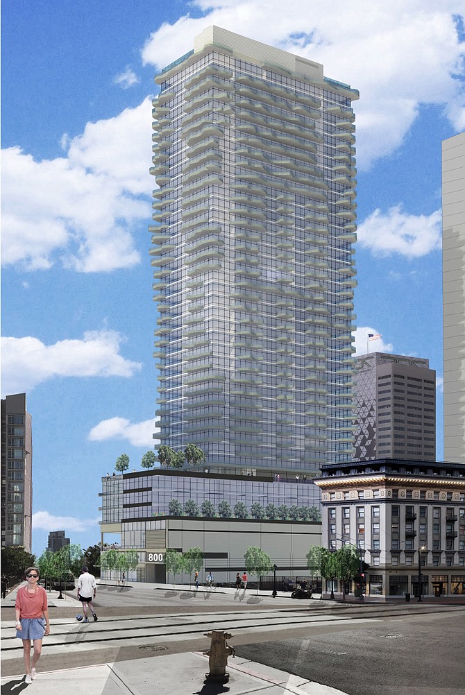 800 Broadway. 40-story, mixed-use development with 384 dwelling units, approximately 21,000 square feet of retail space, and 358 parking spaces. 